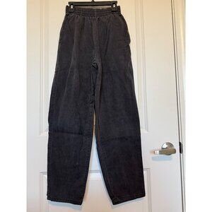 Vintage Route 66 Petite Pants Elastic Waist Dark Gray Womens Size 12 100% Cotton